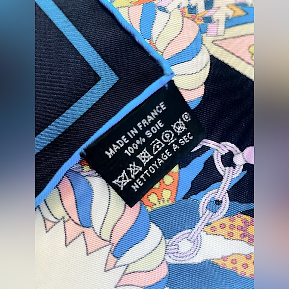 Authentic Hermes Silk Navy Scarf Unisex￼ - Picture 4 of 7